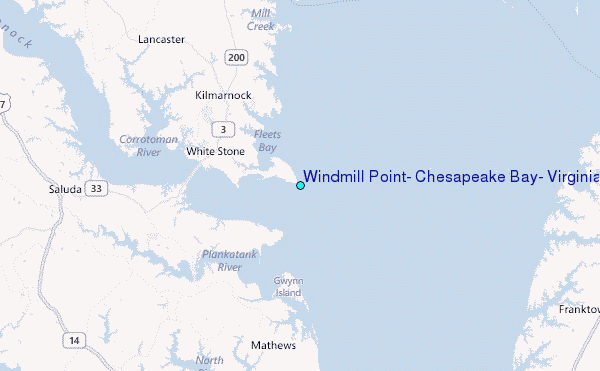 Windmill Point, Chesapeake Bay, Virginia Tide Station Location Map