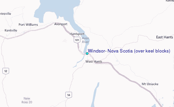 Windsor, Nova Scotia (over keel blocks) Tide Station Location Map
