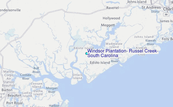 Windsor Plantation, Russel Creek, South Carolina Tide Station Location Map