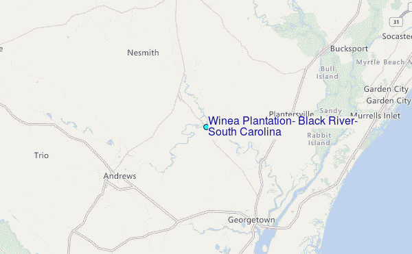 Winea Plantation, Black River, South Carolina Tide Station Location Map
