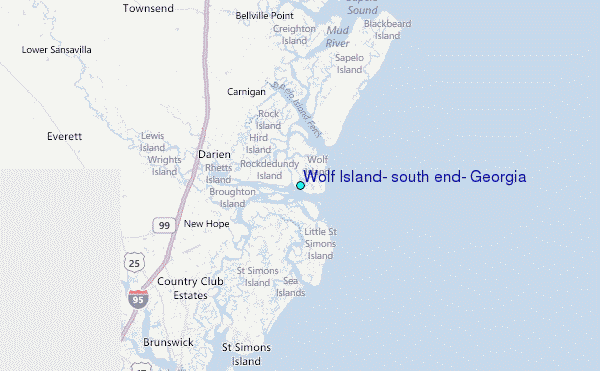 Wolf Island, south end, Georgia Tide Station Location Map