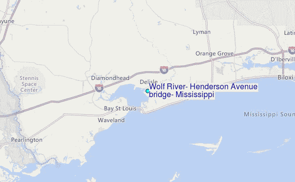Wolf River, Henderson Avenue bridge, Mississippi Tide Station Location Map
