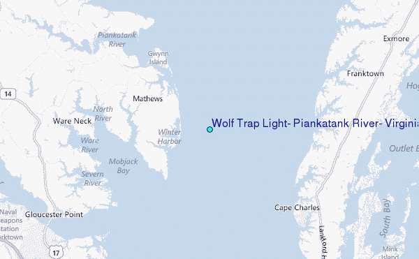 Wolf Trap Light, Piankatank River, Virginia Tide Station Location Map
