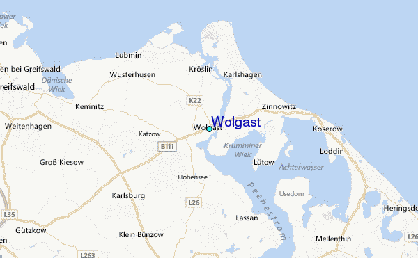 Wolgast Tide Station Location Map