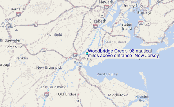 Woodbridge Creek, 0.8 nautical miles above entrance, New Jersey Tide Station Location Map