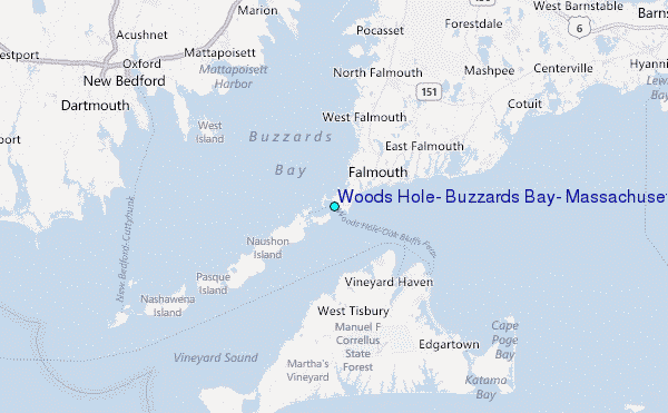Woods Hole, Buzzards Bay, Massachusetts Tide Station Location Map