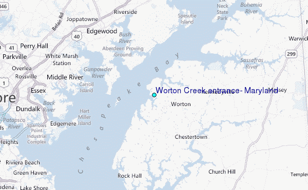 Worton Creek entrance, Maryland Tide Station Location Map