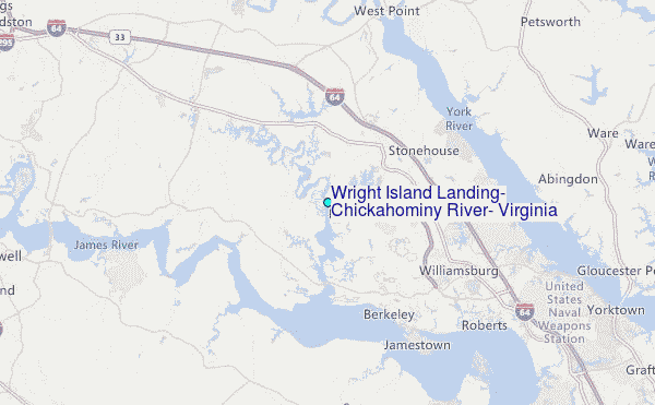 Wright Island Landing, Chickahominy River, Virginia Tide Station Location Map