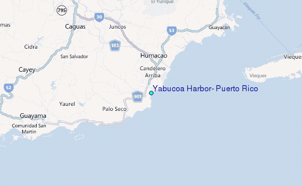 Yabucoa Harbor, Puerto Rico Tide Station Location Map