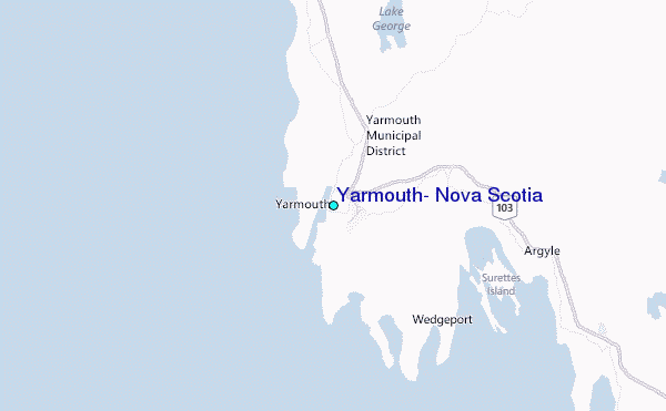 Yarmouth, Nova Scotia Tide Station Location Map