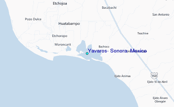 Yavaros, Sonora, Mexico Tide Station Location Map