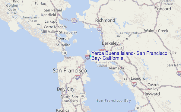 Yerba Buena Island, San Francisco Bay, California Tide Station Location Map