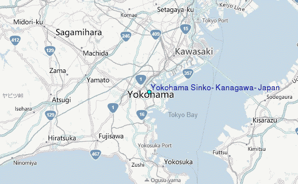 Yokohama Sinko, Kanagawa, Japan Tide Station Location Map