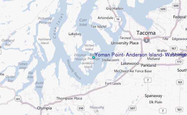 Yoman Point, Anderson Island, Washington Tide Station Location Map