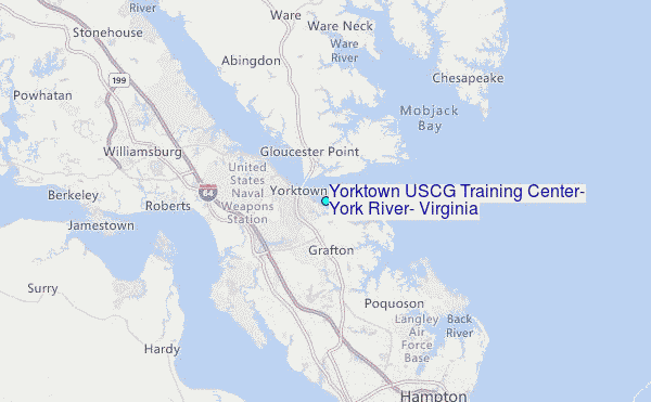 Yorktown USCG Training Center, York River, Virginia Tide Station Location Map