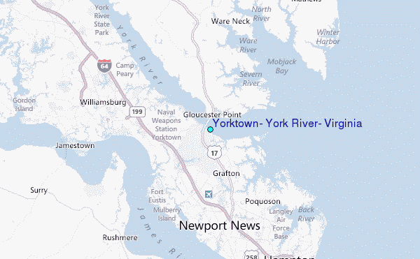 Yorktown, York River, Virginia Tide Station Location Map