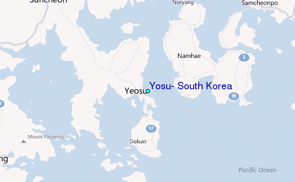 Yosu, South Korea Tide Station Location Map