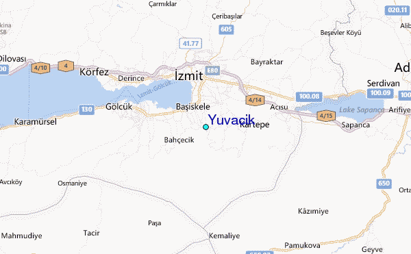 Yuvacik Tide Station Location Map