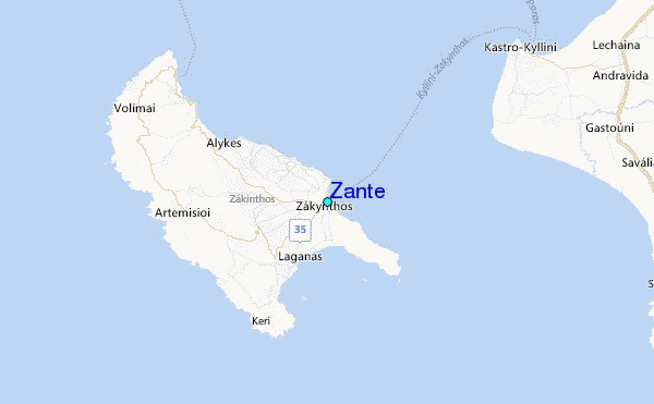Zante Tide Station Location Map
