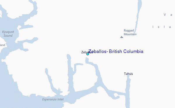 Zeballos, British Columbia Tide Station Location Map