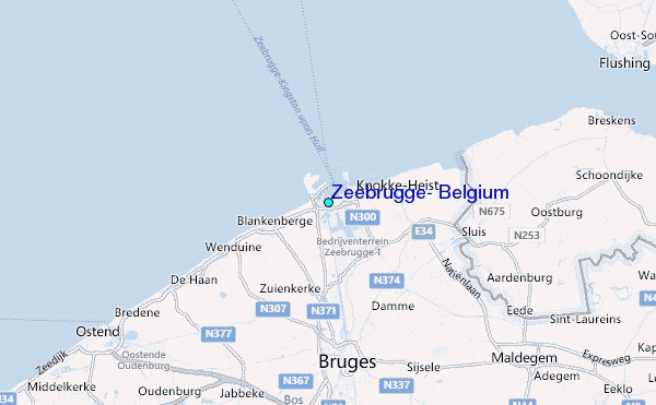 Zeebrugge, Belgium Tide Station Location Map