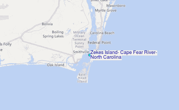 Zekes Island, Cape Fear River, North Carolina Tide Station Location Map