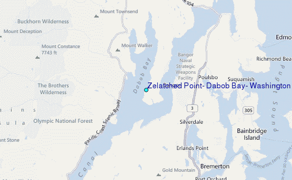 Zelatched Point, Dabob Bay, Washington Tide Station Location Map