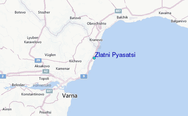 Zlatni Pyasatsi Tide Station Location Map