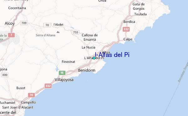 l'Alfas del Pi Tide Station Location Map