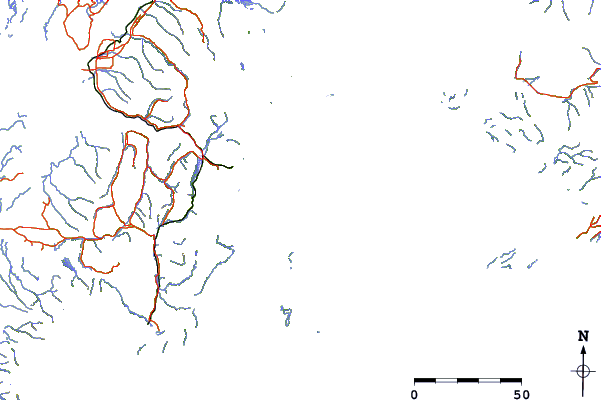 Roads and rivers around Applegate Island, Alaska