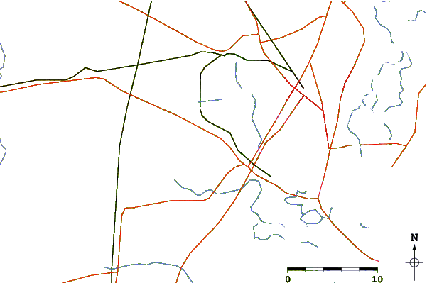 Roads and rivers around Below Spring Bluff, Little Satilla River, Georgia