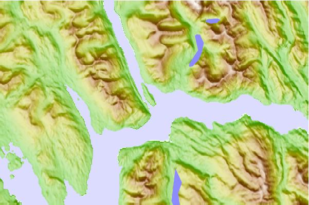 Tide stations located close to Blake Island, Bradfield Canal, Alaska