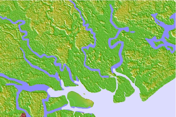 Tide stations located close to Bluff Islands, Ashepoo River, South Carolina