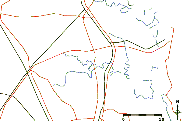 Roads and rivers around Boggy Creek, 2 miles above entrance, Florida