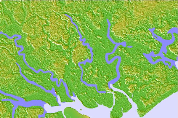 Tide stations located close to Brickyard Ferry, swing bridge, Ashepoo River, South Carolina