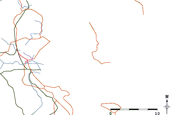 Roads and rivers around Burgoyne Bay, British Columbia