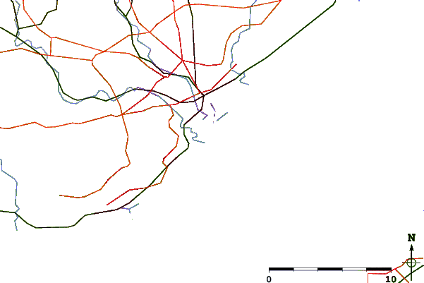 Roads and rivers around Cardiff, Wales