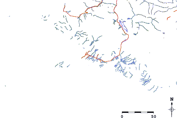 Roads and rivers around Eyak River entrance, Alaska