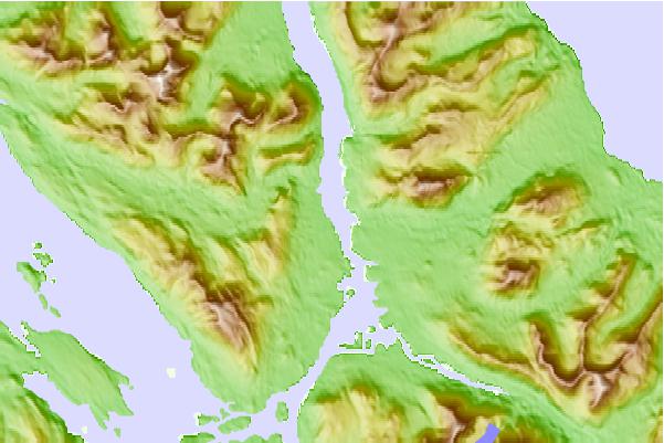 Tide stations located close to Finger Point, Lindenburg Peninsula, Alaska