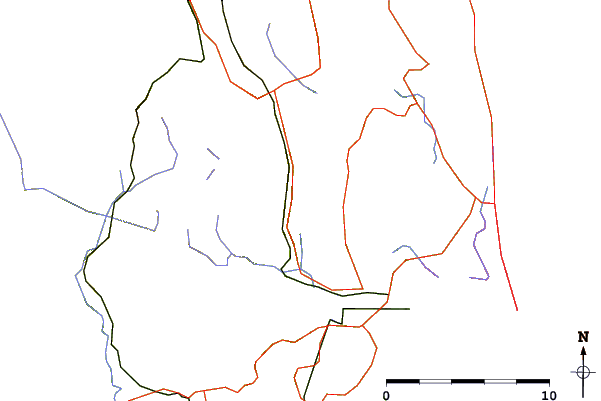 Roads and rivers around Finlayson Arm, British Columbia