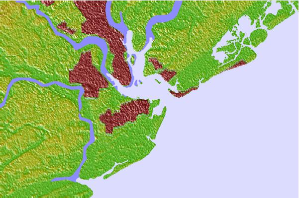 Tide stations located close to Fort Johnson, Charleston Harbor, South Carolina