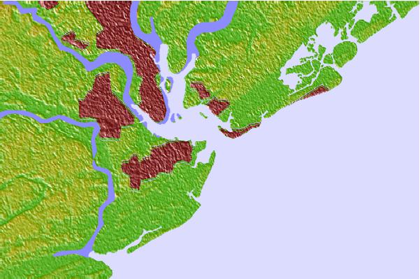 Tide stations located close to Fort Sumter, Charleston Harbor, South Carolina