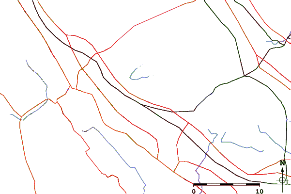 Roads and rivers around Granite Rock, Redwood Creek, San Francisco Bay, California