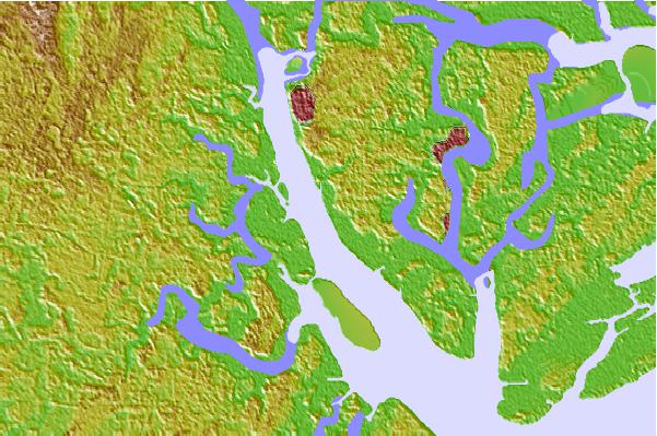 Tide stations located close to Highway 170 bridge, Broad River, South Carolina