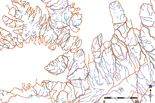 Roads and rivers around Hólmavík, Iceland