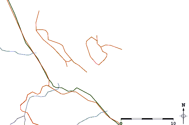 Roads and rivers around Hornby Island, British Columbia