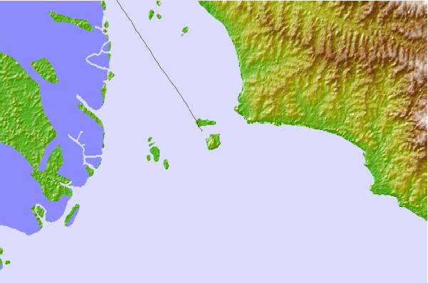 Tide stations located close to Isla Martin Garcia, Argentina