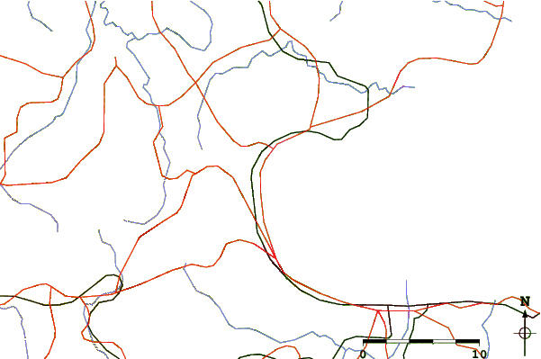 Roads and rivers around Kamegawa, Oita, Japan