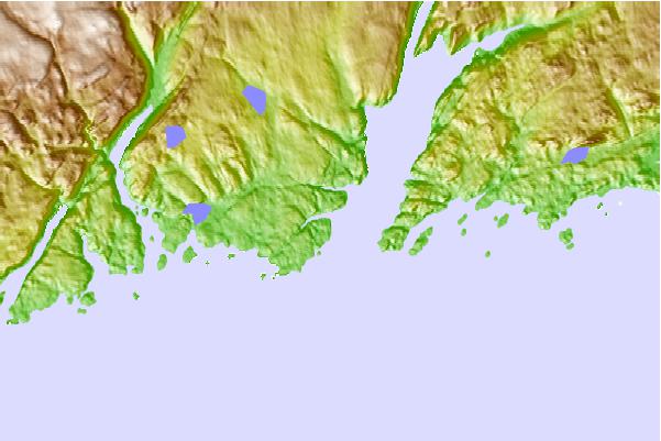 Tide stations located close to La Poile Bay, Newfoundland