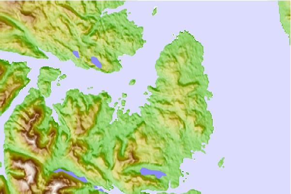 Tide stations located close to Lancaster Cove, Cholmondeley Sound, Alaska